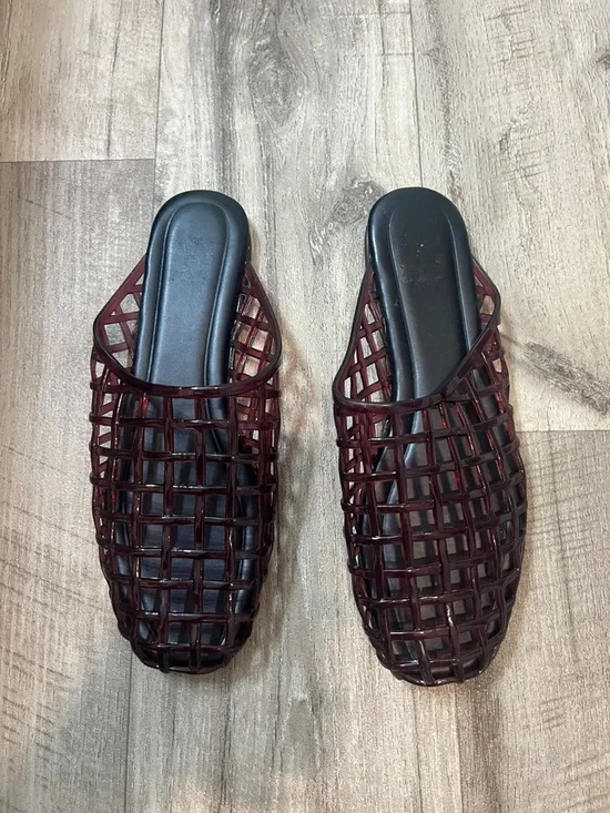 Dark Brown Woven Slide Mules - Picture 1 of 4